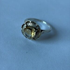Citrine Flower Sterling Silver Ring